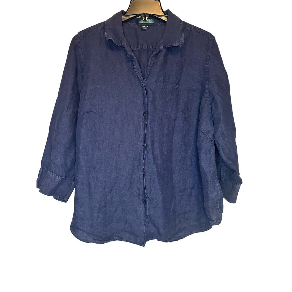 Lauren Ralph Lauren plus size 1X 100% Linen Button Down Lagenlook Shirt